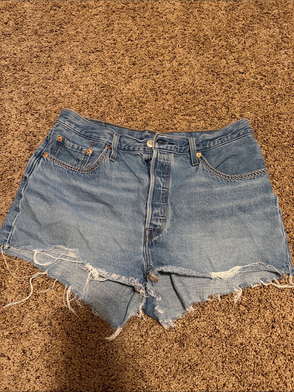 Levi's Light Blue Distressed Denim Cutoff Shorts